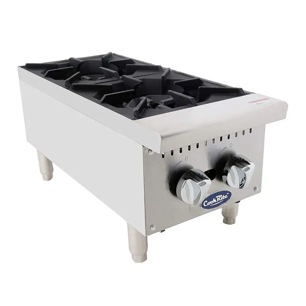 

12 Heavy-Duty Countertop Gas Hot Plate with 2 Burners, 64,000 BTU, Liquid Propane, Stainless Steel