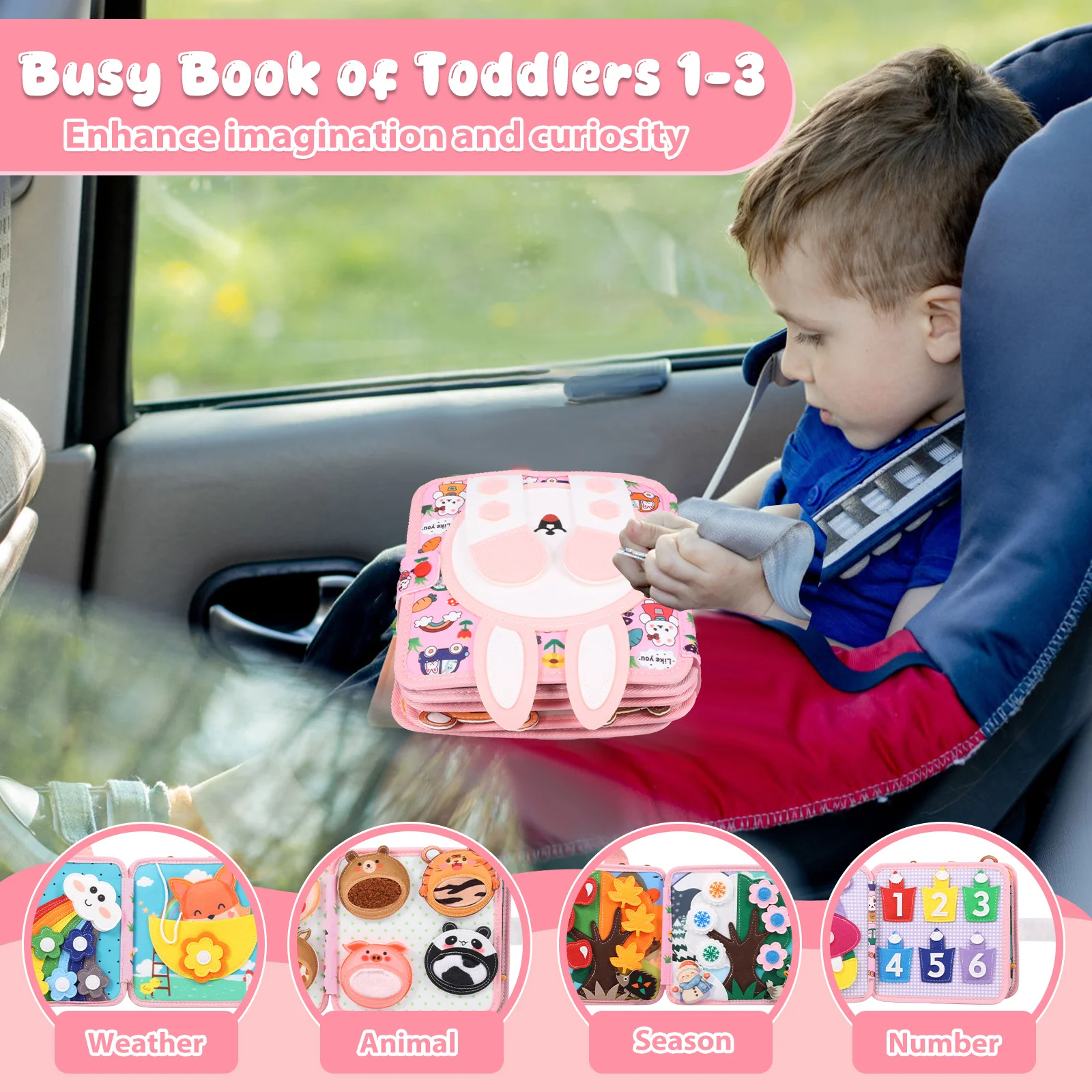 หนังสือของเล่นมอนเตสซอรี่สำหรับเด็ก ฝึกการเรียนรู้สี รูปทรง สัตว์ ของเล่นเสริมพัฒนาการเด็กเล็ก หนังสือเงียบ ยีราฟ ของเล่นฝึกกล้ามเนื้อมัดเล็ก