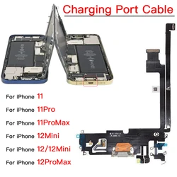 Charging Port USB Dock Flex Cable For iPhone 11 12 12Mini Pro Max Charger Microphone And Signal Antenna  Replacement