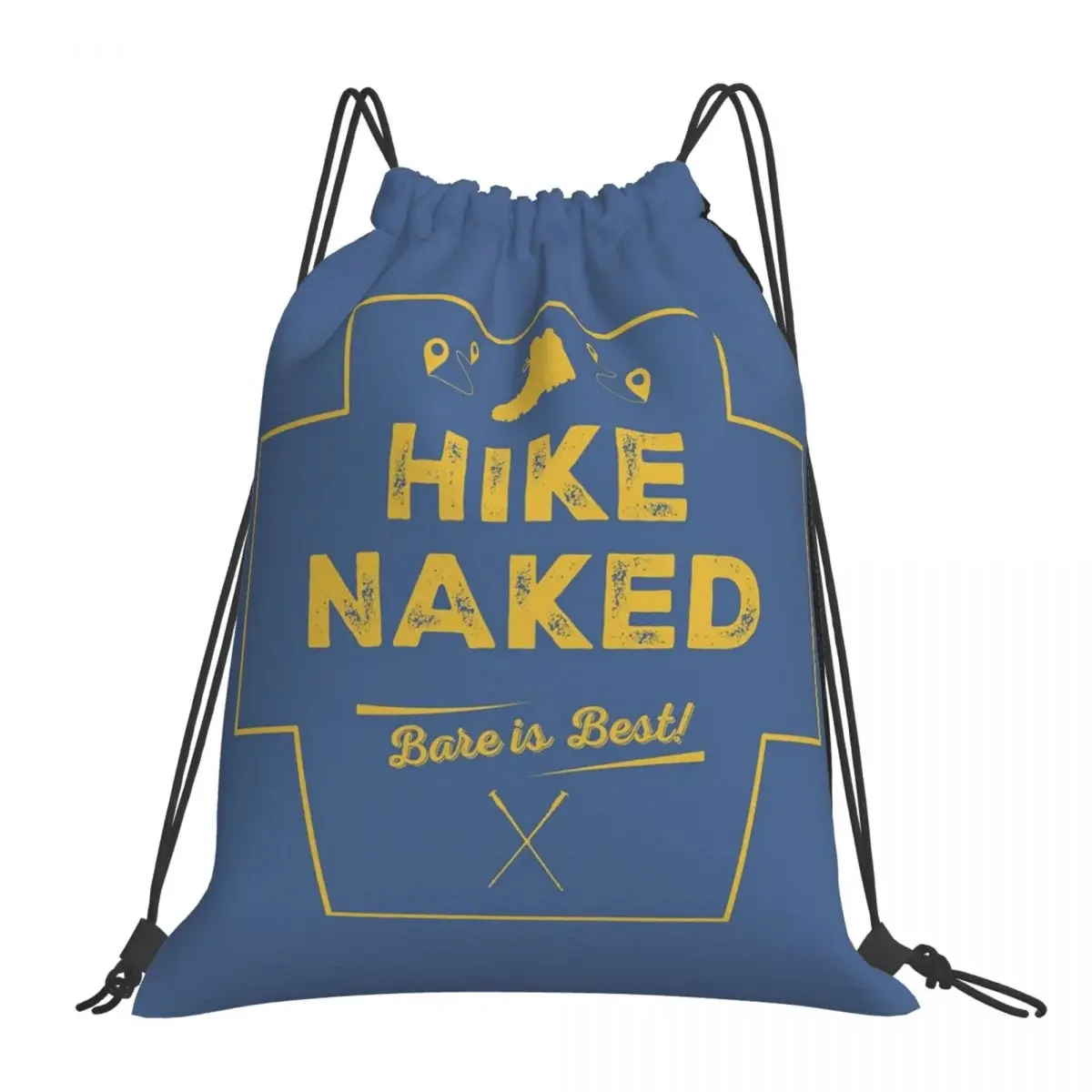 Hike Naked! In Yellow Backpacks Fashion Portable Drawstring Bags Drawstring Bundle Pocket Sports Bag BookBag Man Woman School