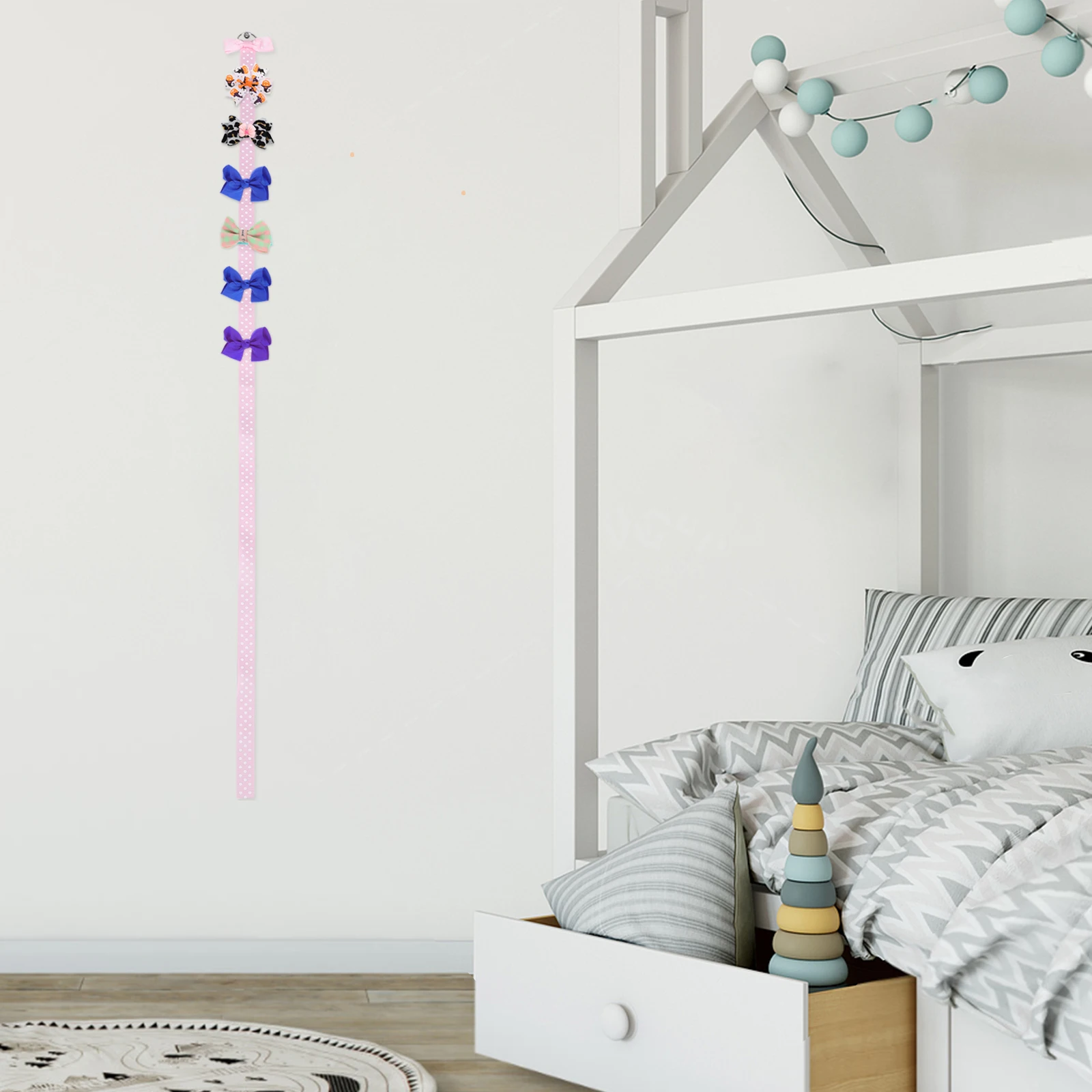 

6pcs Hair Organizer Storage Rack for Girls Children Silk Ribbon Girls' Hair Accessories Organizer Storage Bow Holder Travel Home