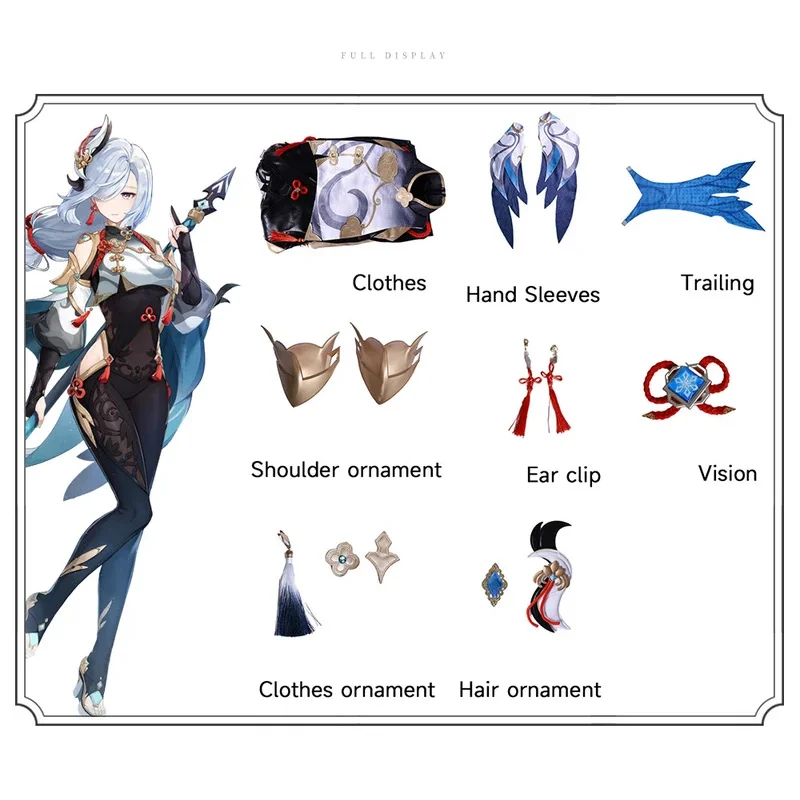 Shenhe تأثيري لعبة Genshinimpact Shenhe ثلاثية الأبعاد طباعة تأثيري فستان مُصمم حسب الطلب شعر مستعار أحذية أنيمي دور اللعب كرنفال ملابس للحفلات