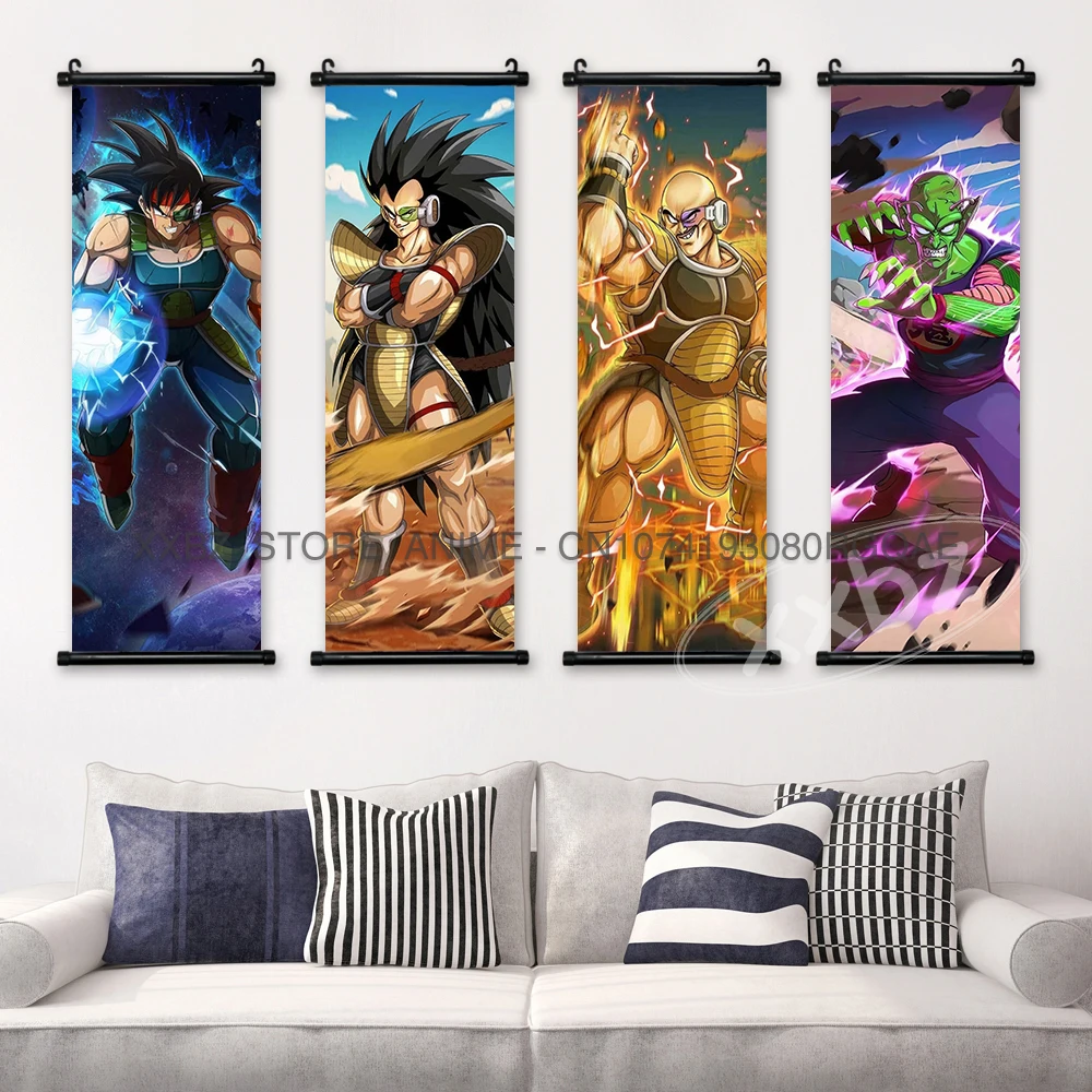 Dragon Ball Scrolls Pictures Anime Home Decor Cartoon Wall Art Vegeta Canvas Poster Goku Hot Blooded Hanging Painting Decorative