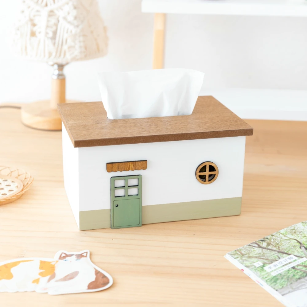 Creative Wooden Tissue Box Cover Rectangular Tissue Holder Dispenser Paper Cover Case Napkin Holder for Home Room Office Decor