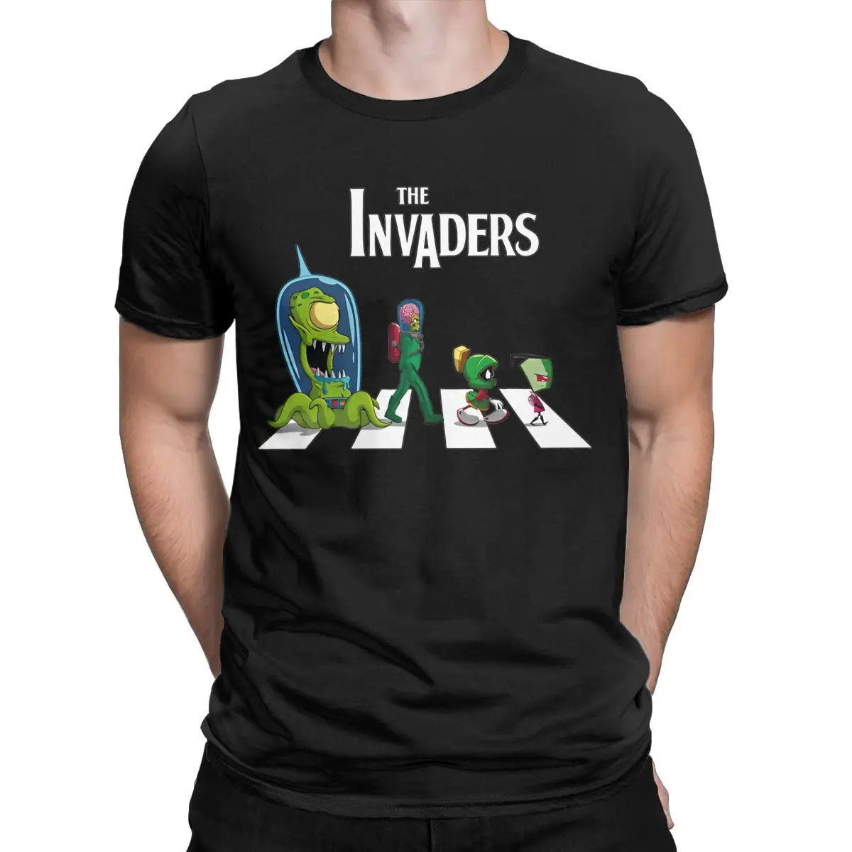 The Invaders Crosswalk Invader Zim T-Shirts Men Funny Cotton Tee Shirt Round Neck Short Sleeve T Shirt Printed Clothing