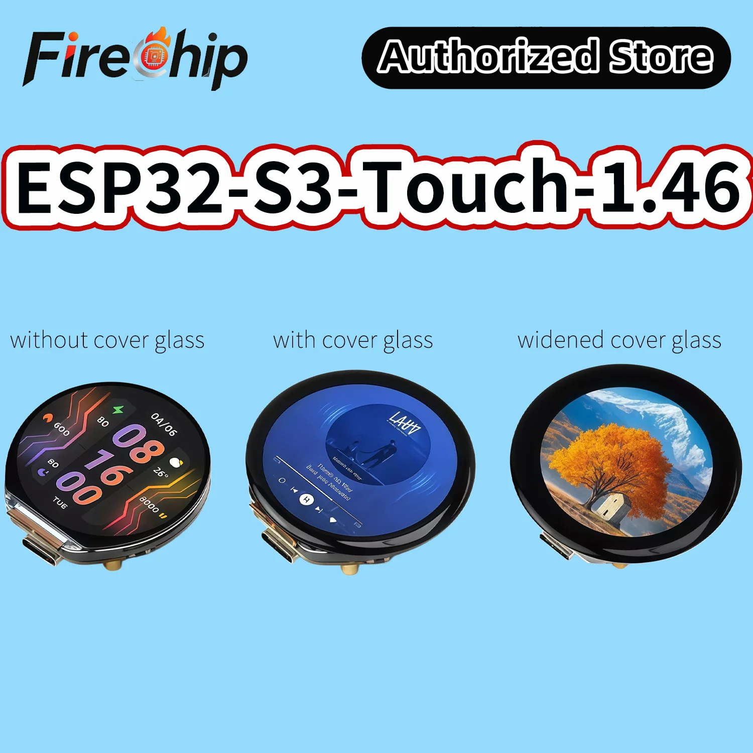 Плата разработки FireChip ESP32-S3 с круглым дисплеем 1,46 дюйма, 412×412, встроенным динамиком и микрофоном, ESP32 с дисплеем.