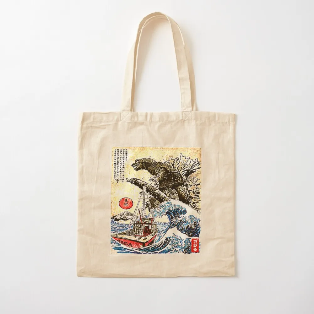 

Orca in Japan Woodblock Tote Bag Shopping bags custom fabric bag foldable reusable bag shopper women Canvas Tote