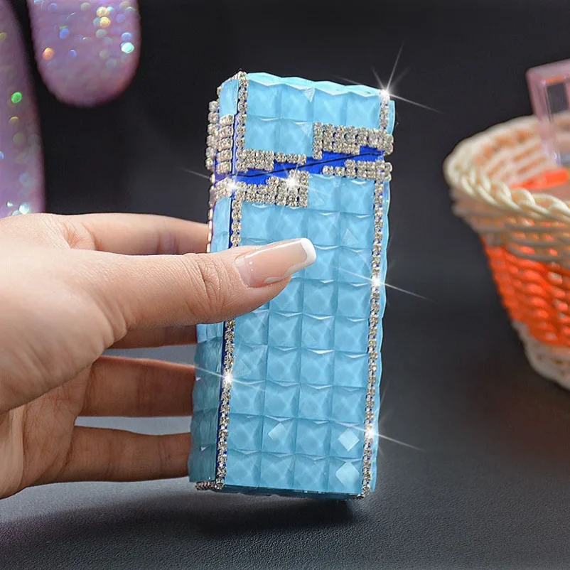 

Rhinestone Fine Cigarette Case Automatically Bounces 20 Slender Cigarette Cases, Women's Full Drill Extended Creative Cigarette