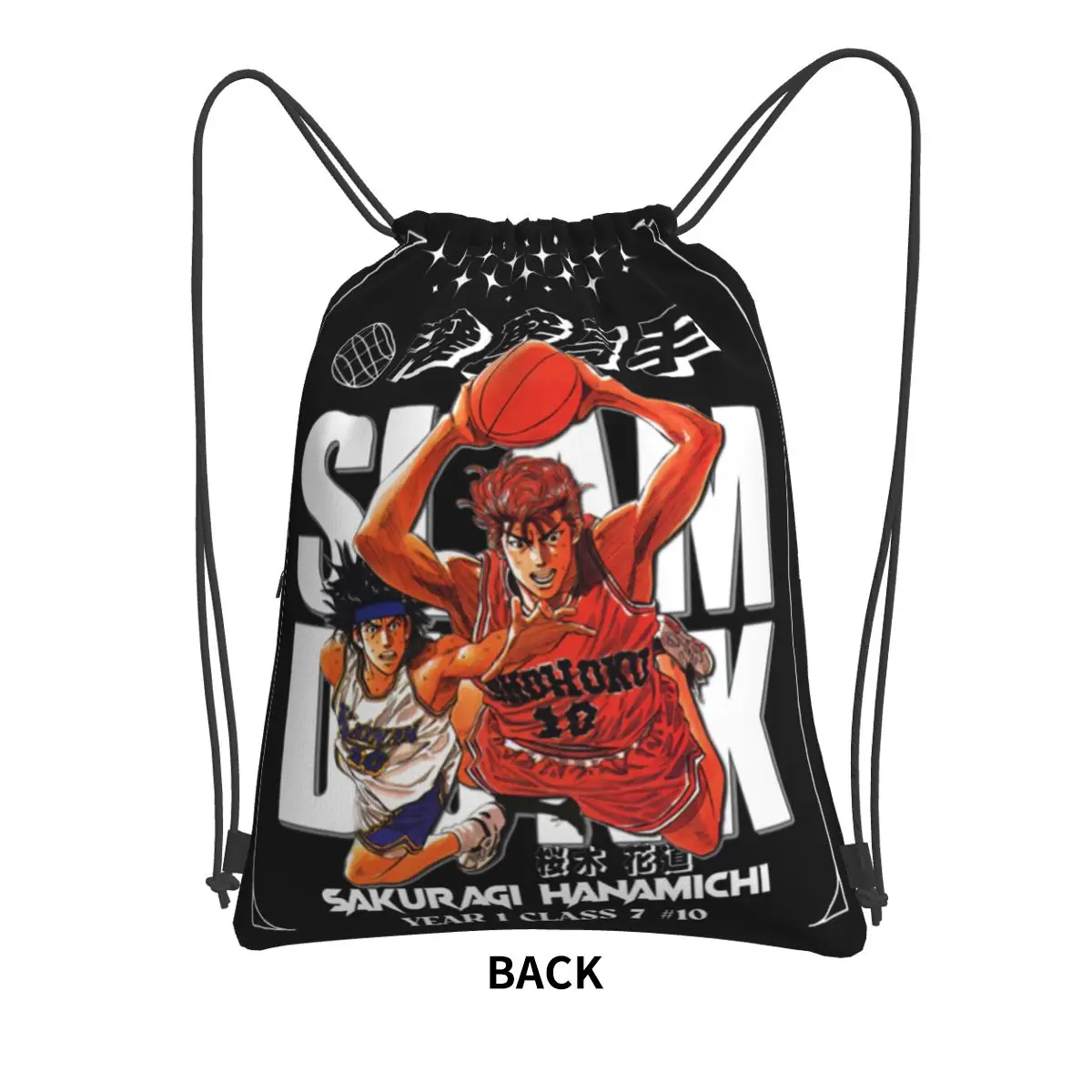 Tas punggung serut Basket Anime Slam Dunk dapat dibalik ransel saku ritsleting olahraga Gym Sackpack Hanamichi Sakuragi String