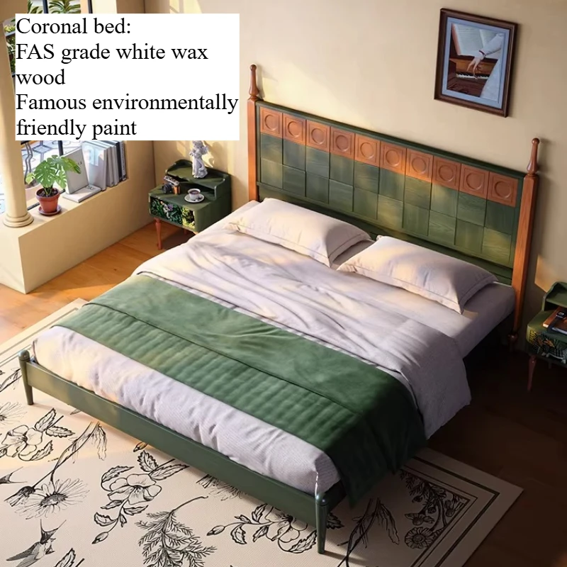 

180x200cm Aesthetic Double Bed Headboard Full Wooden Luxury Nordic Design Double Beds King Size Base Frame Bedroom Furnitures