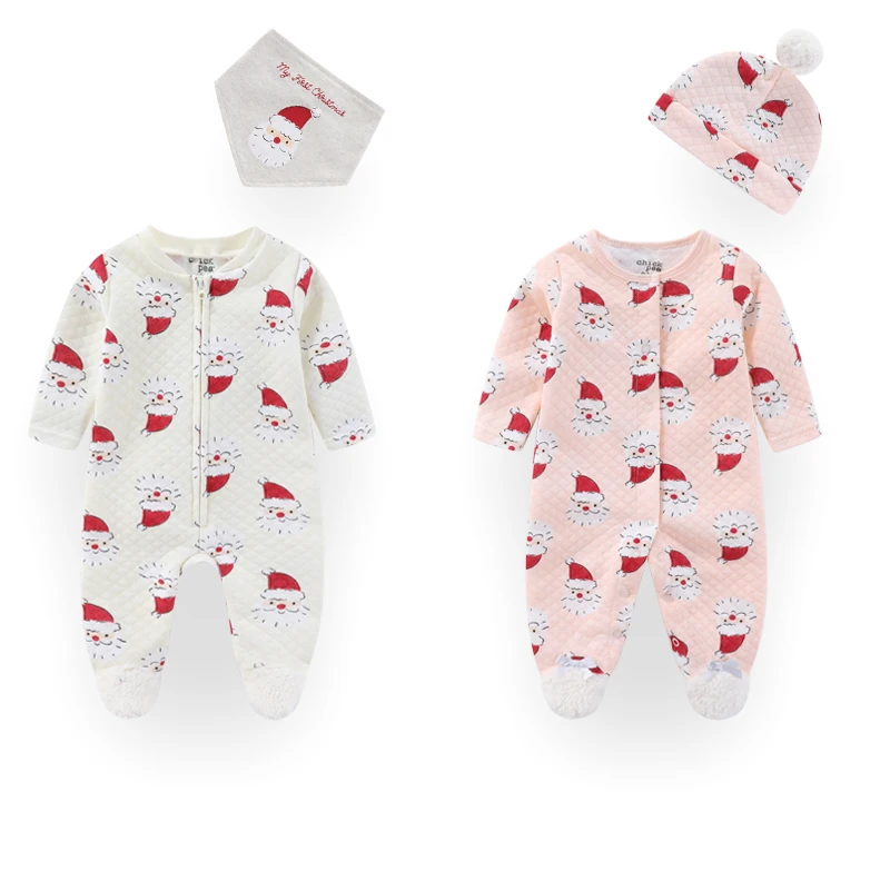 Girl Rompers Newborn Baby Frist Christmas Jumpsuits Cartoon the Santa Claus Infant Clothing Set