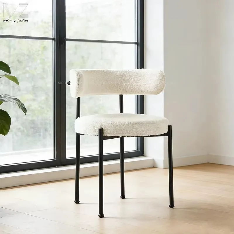 White Metal Legs Velvet Restaurant Cafe Lamb Wool Weeding Event Banquet Restaurant
