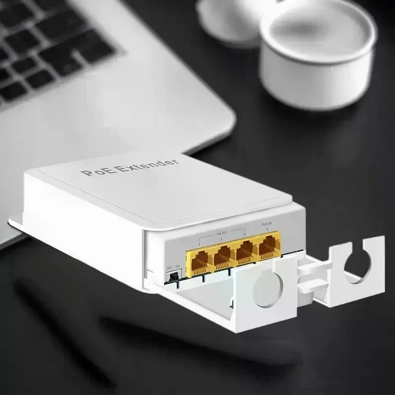 IP55 Waterproof 5-Port POE Extender Repeater, 100/1000Mbps Outdoor Network Switch with 44-57V VLAN Support for Wireless view 5