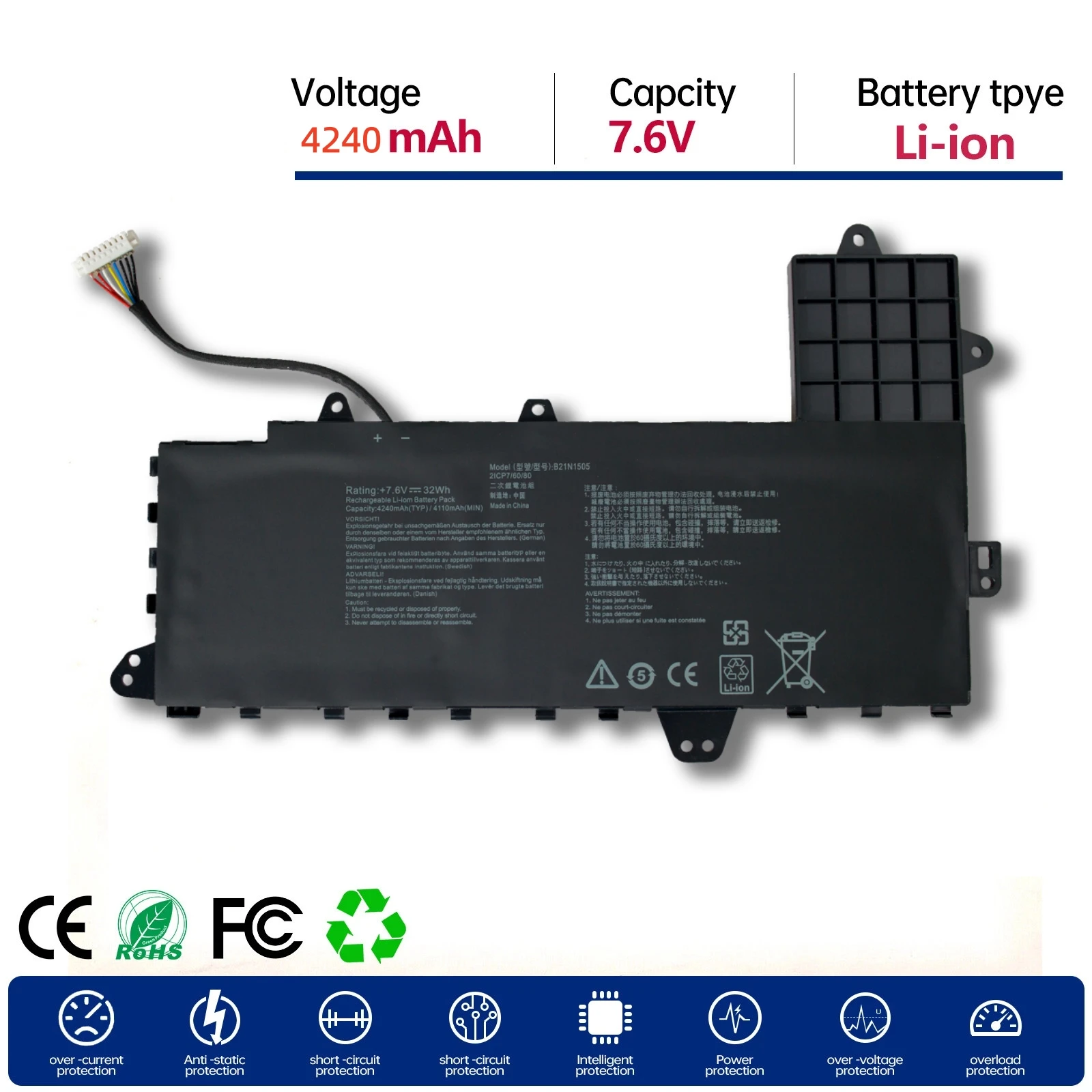 New B21N1505 Battery for Asus EeeBook VivoBook L402NA E502S E402S E402 E402MA E402M