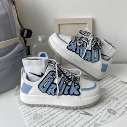 Spring New 2022 Women's Sneakers Haze Blue Love Breathable Students Casual Sports Shoes Women Couple Borads Shoes