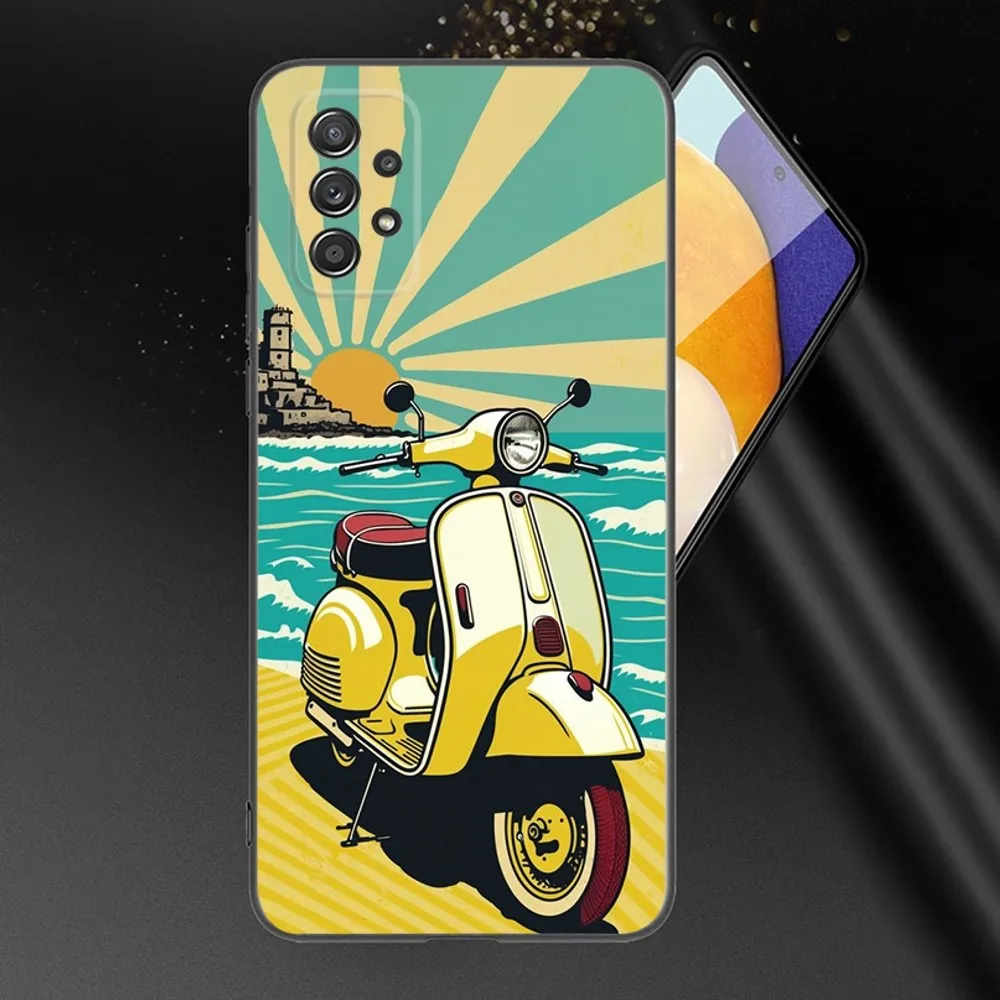 V-VespaS Scooter Phone Case For Samsung Galaxy A13,A21s,A22,A31,A32,A52,A53,A71,A80,A91 Soft Black Phone Cover image 4