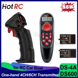 HotRC DS4A DS600 4/6 Channels Single-handed Operation RC Radio Transmitter with Receiver for RC Car Boat Robot Airplane Toys