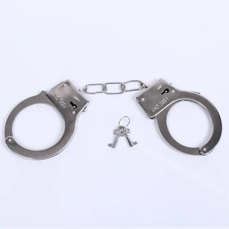 Handcuffs Toy Metal Children Boy Funny Prank  Role Cosplay Tools Kids Toys Silver Metal Handcuffs with Keys Toy  Sensory Toys