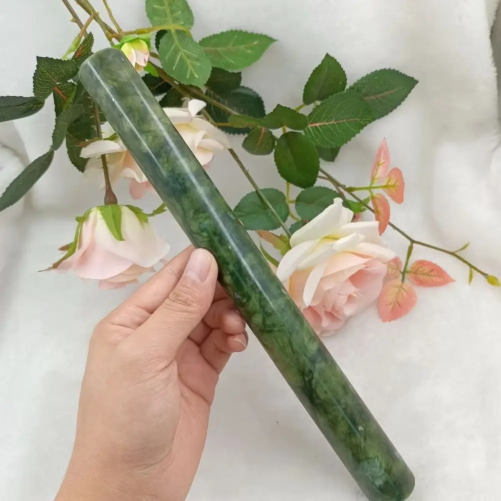 

Green Jade Rolling Pin Non Stick Solid Stone Kitchen Baking Utensil Dough Roller for Fondant Sugar Craft Pastry Pizza Pie Making