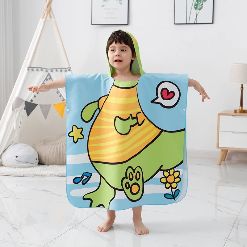 Cape de bain de dessin animé de dinosaure pour enfants de 2 à 10 ans, Protection UV, équipement de Protection solaire, peignoir d'été pour garçons, nouvelle collection