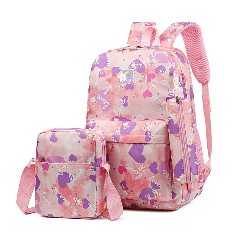 Cartoon love printed school backpack for teenage girls 3 pieces/set waterproof nylon children backpacks kids school bags satchel