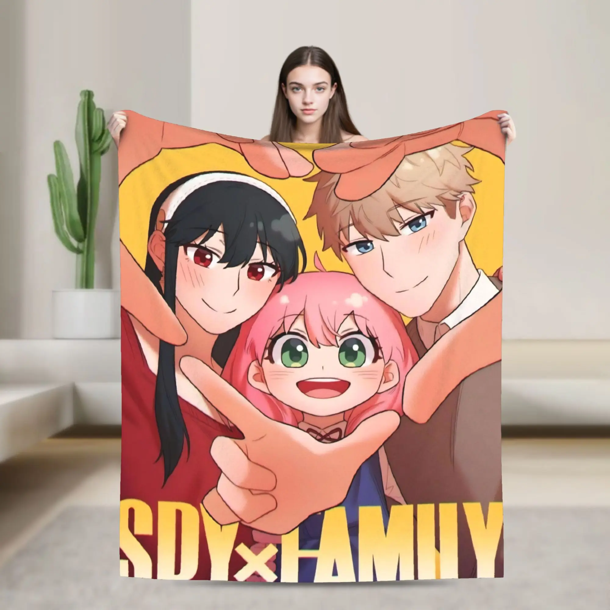 S-Spy X Family  Anya Forger  Flannel Blanket Throw Blanket for Living Room Travel Office Street Trend Bedspread Sofa Bed Cover