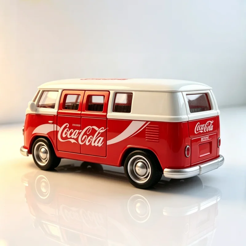 1:36 Maßstab Retro Klassischer Bus Legierungs-Druckguss-Modellauto, Rückziehfahrzeug mit Öffnenden Seitentüren, Gummireifen, Realistisch – Detail 6