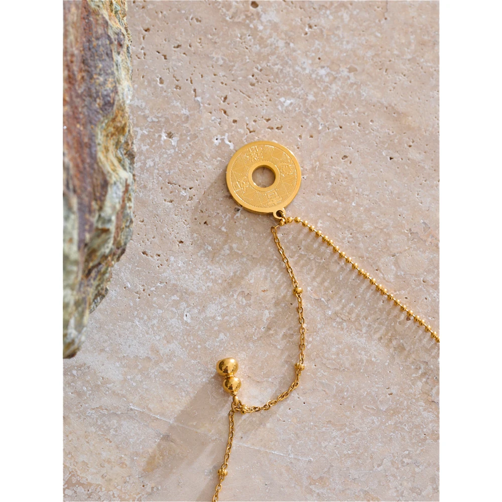 Yhpup Good Luck & fortune China Style Round Gourd Pendant Necklace Waterproof Stainless Steel Gifts for Family & Friend Jewelry