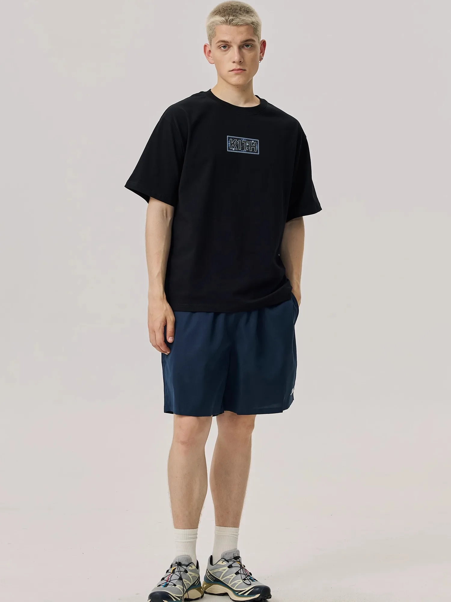 

KITH Box Cotton Printed ort Sve T-irt ex Summer Streetwear Casual Loose Fit Youth Faion Floral Pattern Couple Tops