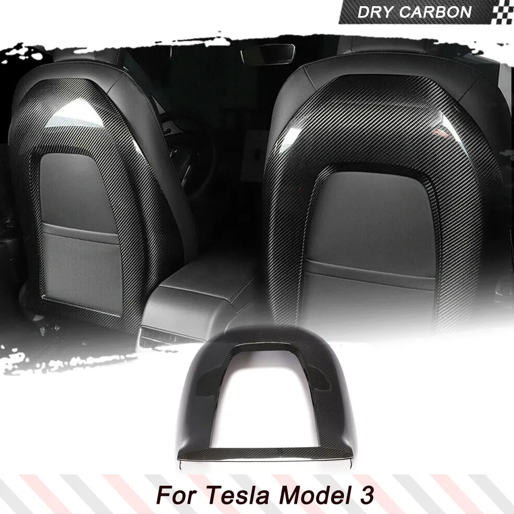 Prepreg Dry Carbon Fiber Car Seat Back Cover Interior Trim 1Pc For Tesla Model 3 Model Y 2016-2023 1 Set/Piece