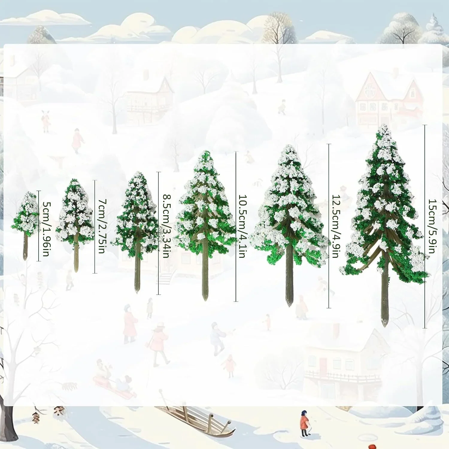 زينة عيد الميلاد 6 أحجام من أشجار صنوبر الثلج الصغيرة وأشجار المناظر الطبيعية لزينة عيد الميلاد وحلي الشتاء والحرف اليدوية للمنزل