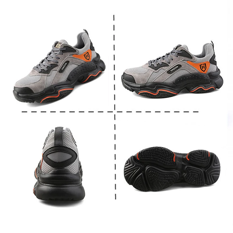 Waliantile Comfort Safety Shoes Men Protective Steel Toe Boots Male Anti-smashing Work Shoes Industry Indestructible Sneakers