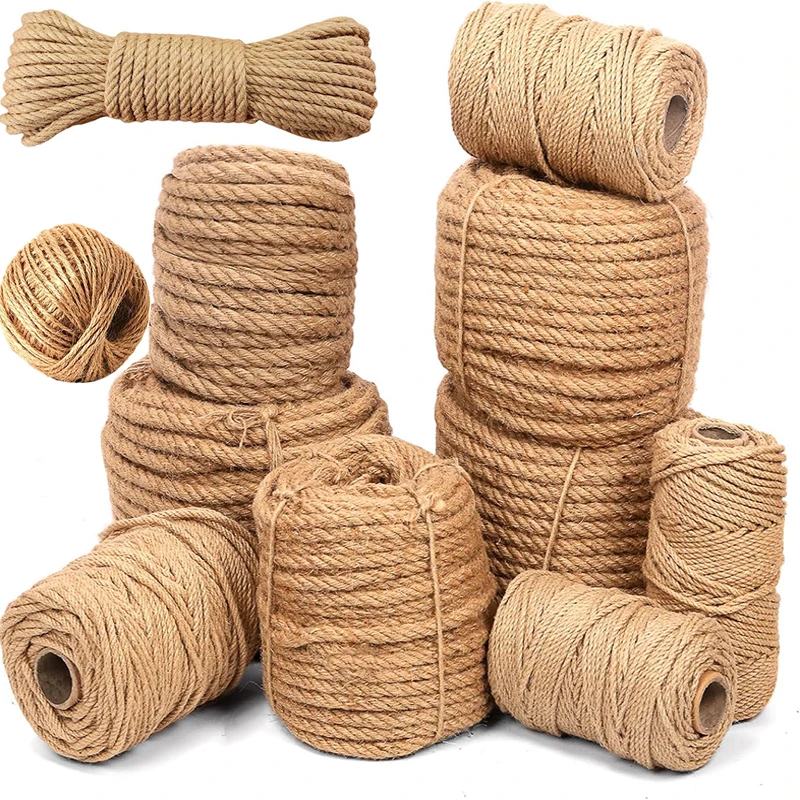 1-14mm Natural Jute Twine Vintage Jute Rope Cord String Twine Burlap for DIY Crafts Gift Wrapping Party Wedding Decor 1-100M