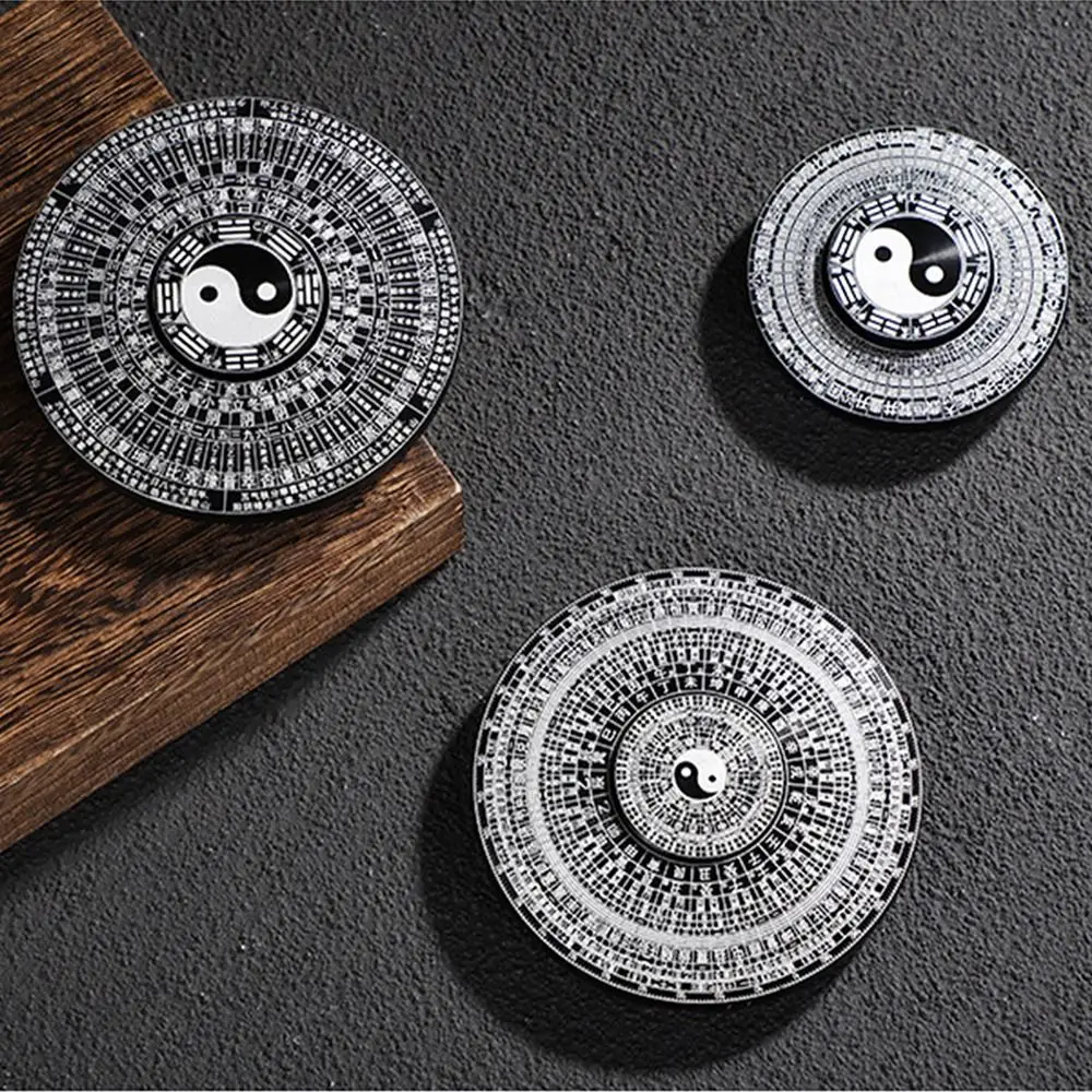 Feng Shui Handheld Tai Chi Fingertip Gyro Bagua Pattern Chinese Style Relax Retro Aluminium Alloy Finger Spinner School