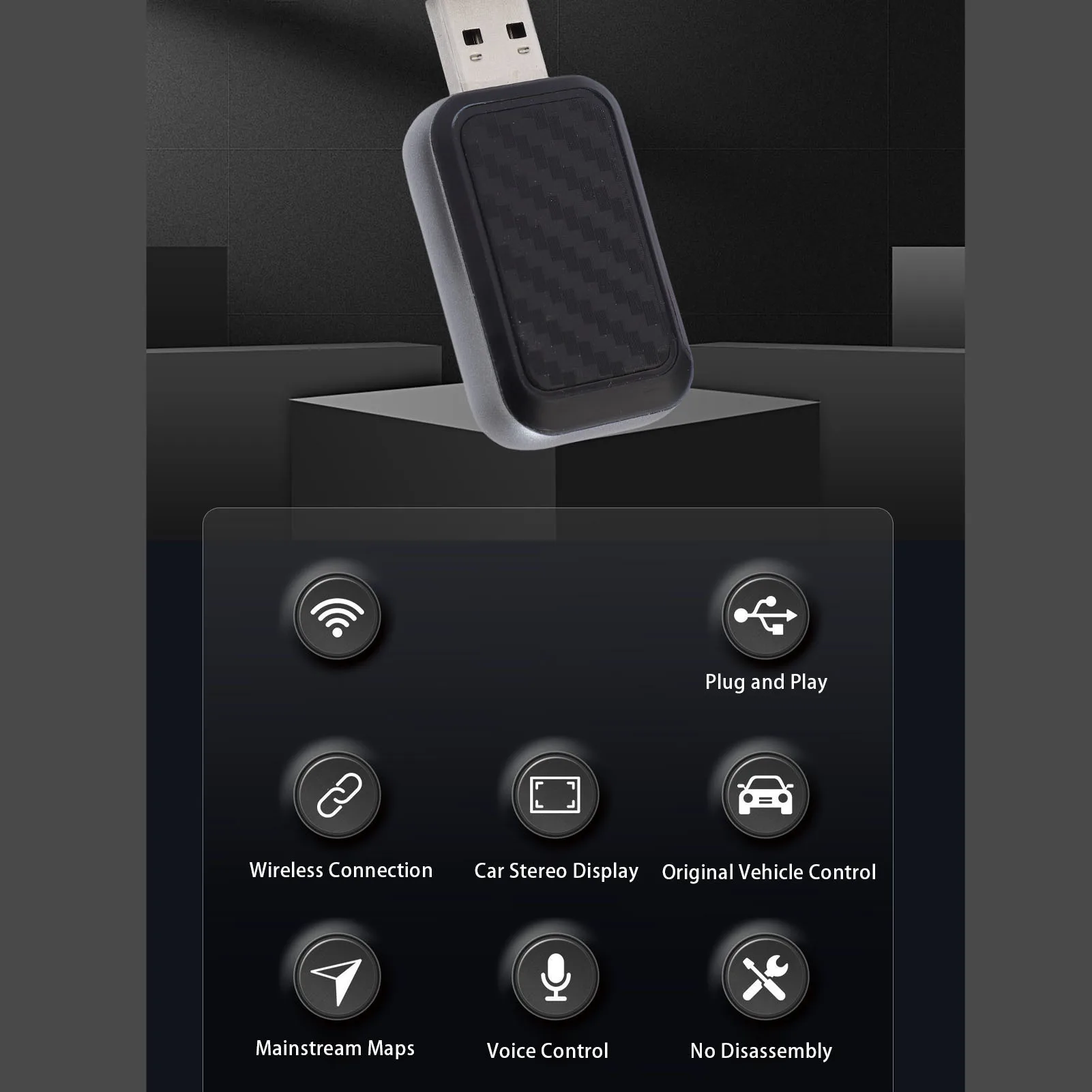 Adaptador sem fio para carplay adaptador sem fio para carplay converter oem com fio para usb plug and play sem fio para ios10 e