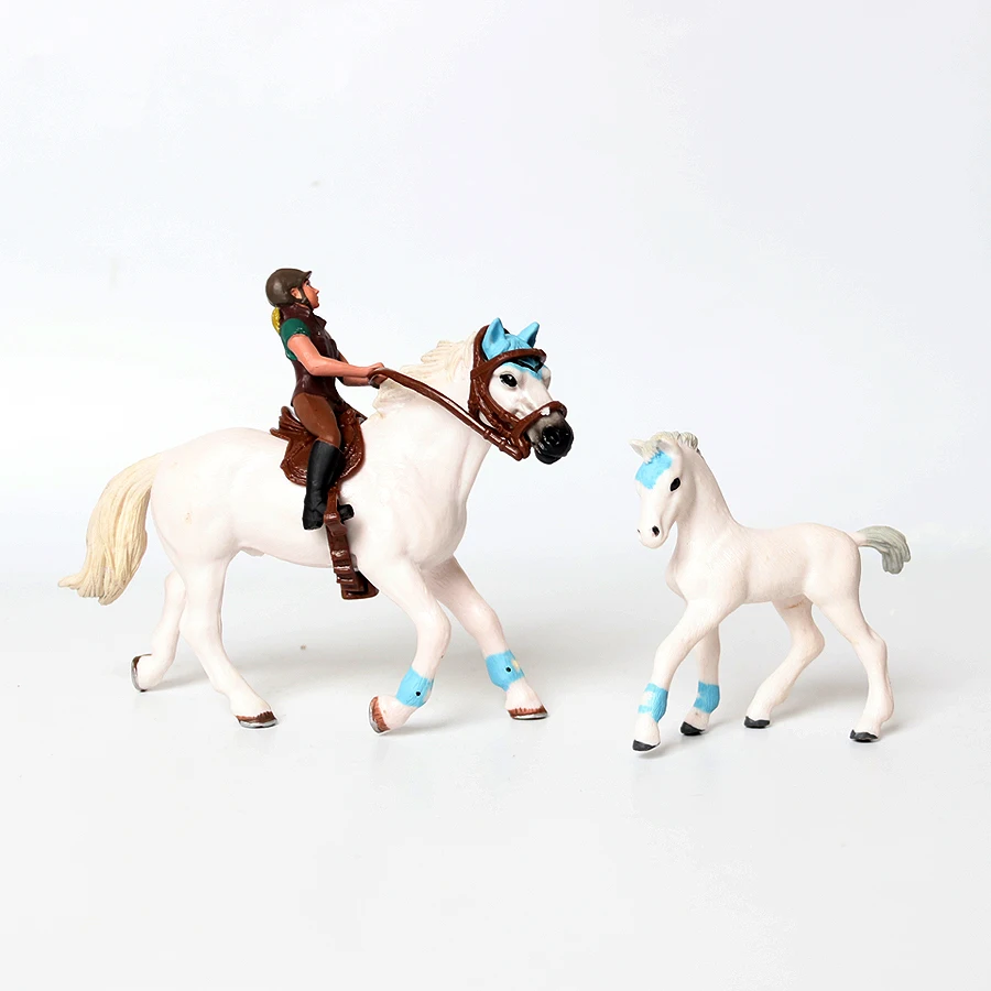واقعية كوارت هانوفيري العربية الأندلسية الحصان متسابق و Foal مزرعة نموذج أرقام الحيوانات مجموعة التعليم لعبة طفل هدية