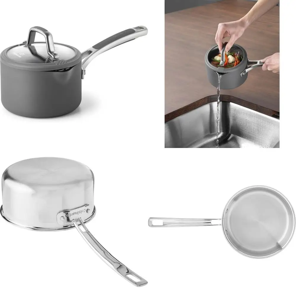 

Nonstick 1.5 Quart Sauce Pan with Easy System, Black, Perfect for Cooking and Baking Needs