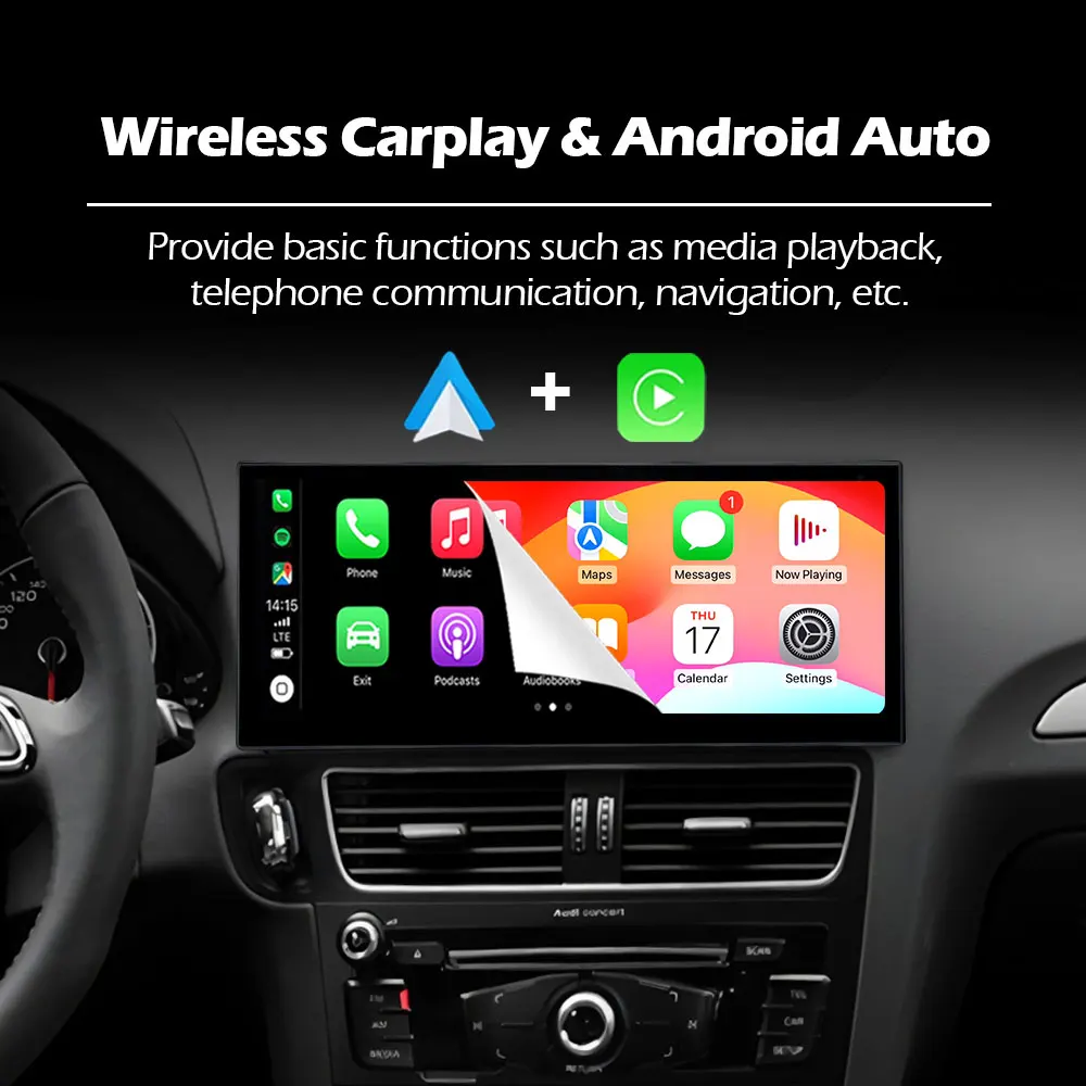 Android 15 For Audi A4 A5 2009 - 2016 Car Radio Multimedia Player Wireless CarPlay Navigation GPS BT WiFi QLED Touch Screen