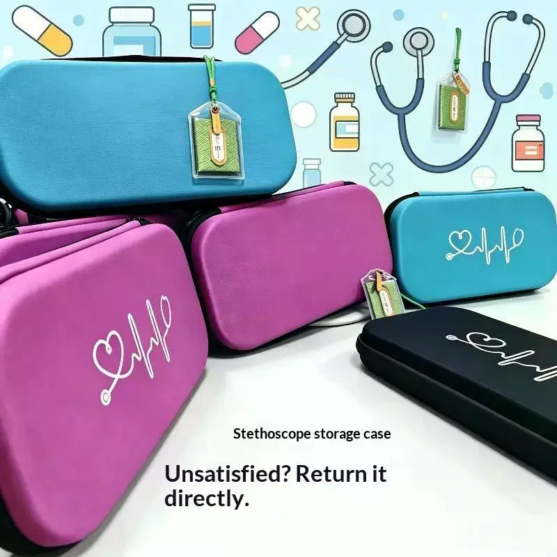 EVA Travel Portable Stethoscope Storage Box First Aid Kit Mesh Pockets Case Littmann Cardiology