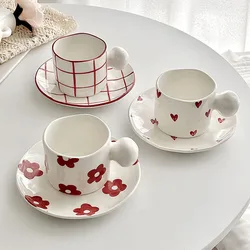 Love Flower Coffee Cup Tea Cup Creative Mug Ceramic Dessert Plate Porcelain Coffee Cups Wholesale Ceramic Cups High-end Gift