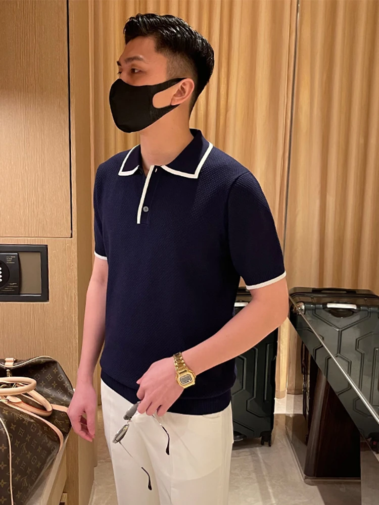 

Мужская летняя футболка-поло с отложным воротником, новая модная модель, приталенный крой, легкая, для бизнеса