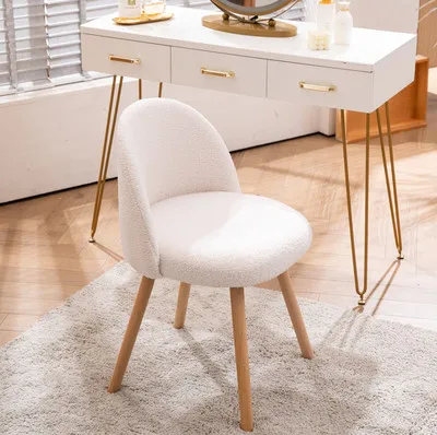 

Nordic Pink Makeup Chair Girl Long hair Desk stool Bedroom Princess Pink Cute Stool Beauty Toilet fabric leisure chair