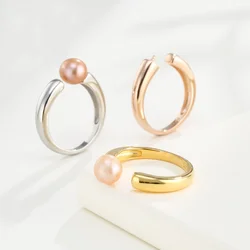 925 Sterling Silver Open Ring Blank Base fit Pearl Mounting Setting Adjustable Ring Handmade Jewelry Making