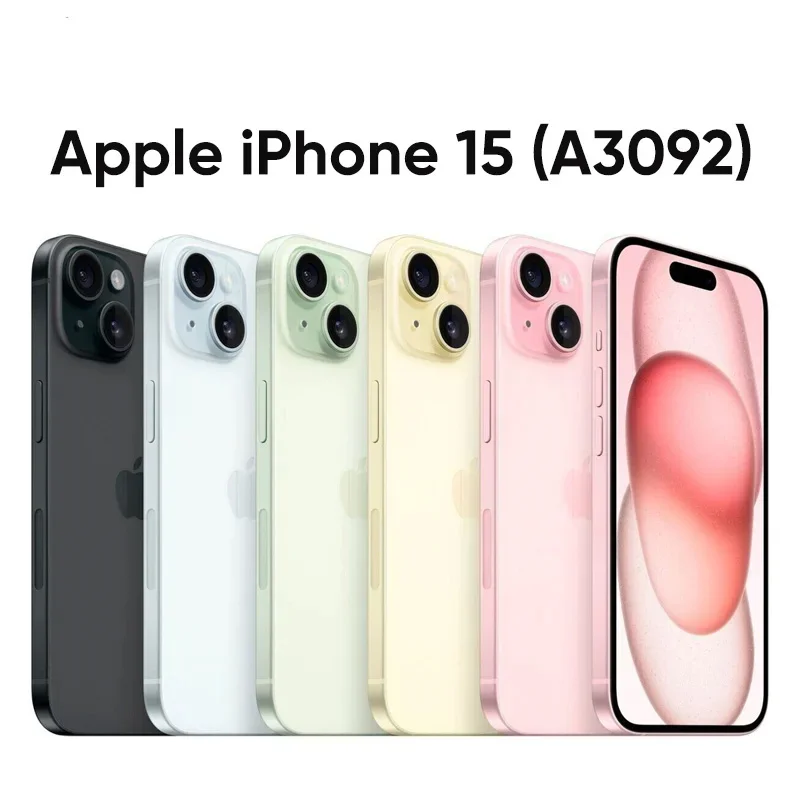 Apple iPhone 15 A3092 6GB RAM 128GB ROM iOS 17 6.1\'\' Super Retina XDR OLED Display IP68 Dust/water Resistant Dual SIM