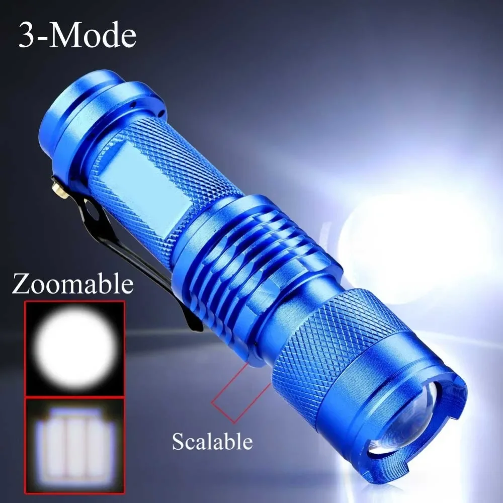 Mini Flashlight Zoomable 2000 LM ZOOM Tactical AA 14500 Battery Flashlight Torch Lamp Portable Lantern 3 Modes Dropshipping