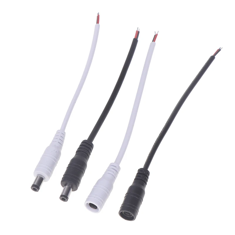 NEW 10pc DC Power Pigtails Cable 22AWG Female Male 5.5mm X 2.1mm Connector For 12V Power Supply Adapte CCTV Camera DVR LED Strip