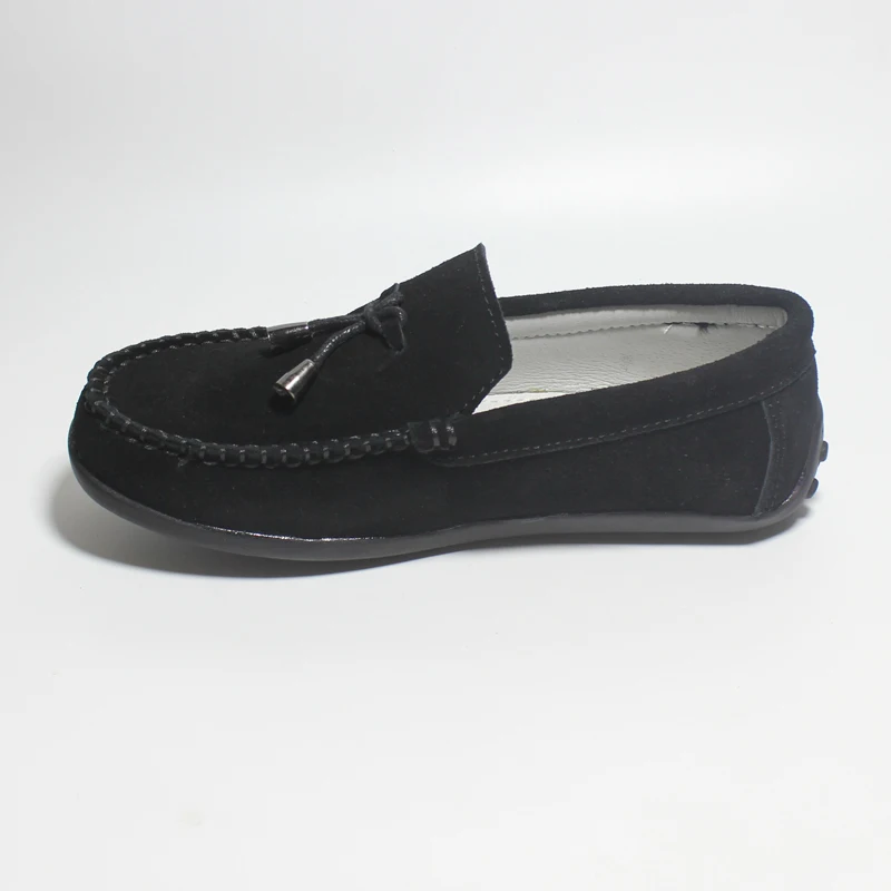 Fashion Flats For Children Casual Comfortable Suede Leather Slip On Tassel Shoes Boys Kids Moccasin Black Loafers Size 25-37