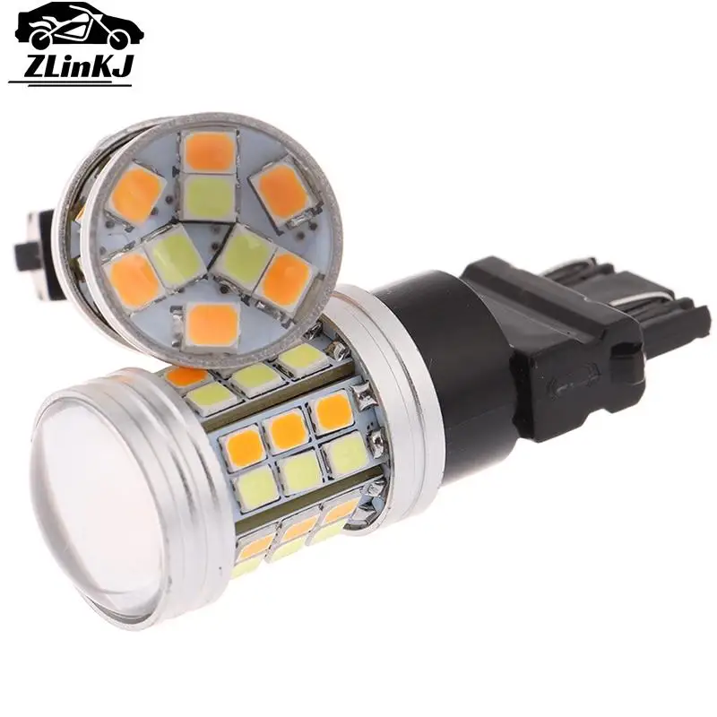 2pcs 12V DC 5W Led Bulb DRL 3157-2835-45SMD Led Auto Lamp Dual Color T25 3157 LED Turn Signal Light