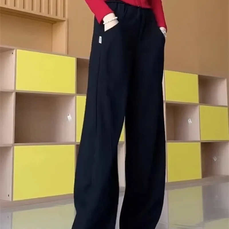 2023 New Spring and Autumn Fashion Street Sports High Waist Sagging Loose Slim Versatile Solid Color Casual Wide Leg Pants