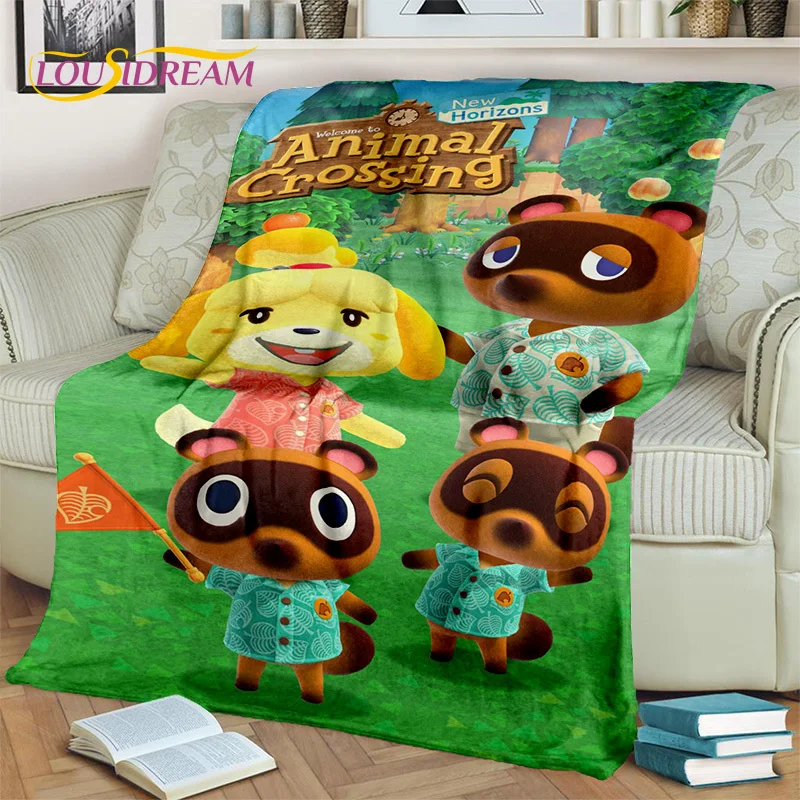 Cartoon Animal Crossing New Horizons Soft Plush Blanket,Flannel Blanket Throw Blanket for Living Room Bedroom Sofa Cover Child